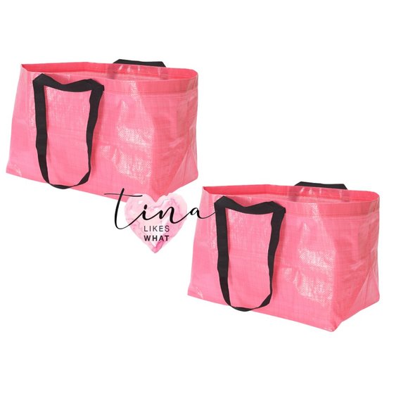 IKEA Handbags - 2 IKEA Pink SLUKIS Shopping Bag Tote 19 Gallon